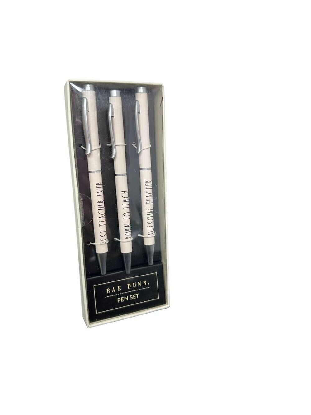 Rae Dunn Inspirational Ball Point 3 Pen Set Teacher Appreciation Black Ink Gift